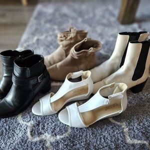 Black, Tan, Cream and White Ankle Boots & Booties Bundle